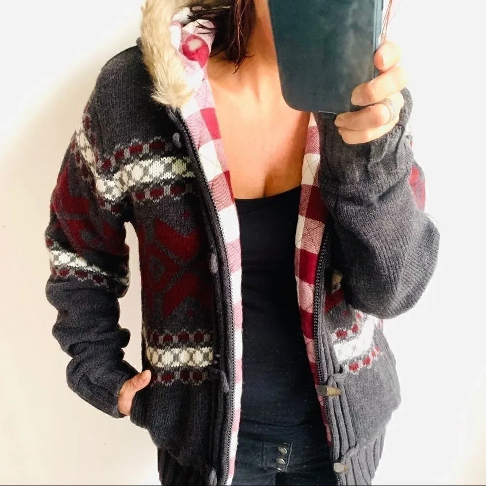 Buffalo David Bitton Aztec Sweater Hooded Jacket